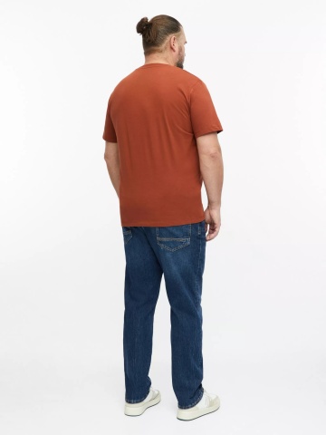 s.Oliver Big Sizes Tricou cu decolteu la baza gatului, barbati big sizes, din bumbac, Regular fit, Maro - Img 6