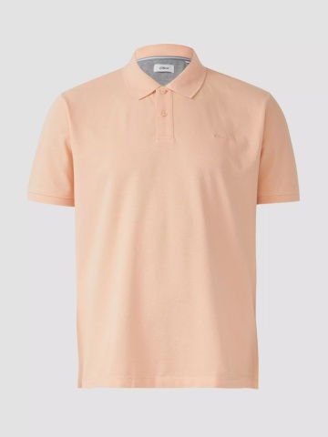 s.Oliver Big Sizes Tricou polo barbati big sizes, Regular fit din bumbac, Portocaliu deschis - Img 7
