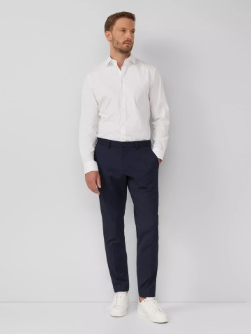 s.Oliver BLACK LABEL Pantaloni costum barbati cu croiala Slim fit, Bleumarin inchis - Img 4