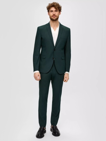 s.Oliver BLACK LABEL Pantaloni costum barbati, cu talie medie si croiala Slim fit, Verde inchis - Img 4