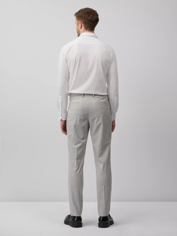 s.Oliver BLACK LABEL Pantaloni costum barbati, cu talie medie si croiala Slim fit, Gri deschis - Img 2