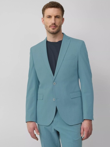 s.Oliver BLACK LABEL Sacou elegant barbati, croiala Slim fit, Turcoaz