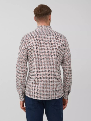 s.Oliver Camasa barbati, din amestec de bumbac, imprimeu cu puncte, Slim fit, Alb - Img 2