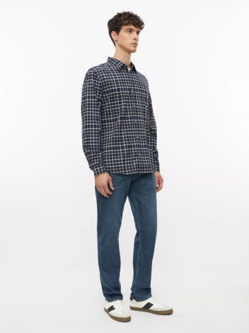 s.Oliver Camasa barbati, in carouri, din amestec de bumbac, Slim fit, Bleumarin inchis - Img 7