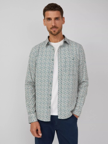 s.Oliver Camasa barbati, Slim fit cu imprimeu cu puncte, din amestec de bumbac, Gri