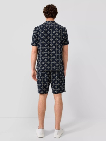 s.Oliver Camasa cu maneca scurta barbati, din bumbac, cu imprimeu, Resort fit, Bleumarin inchis - Img 6
