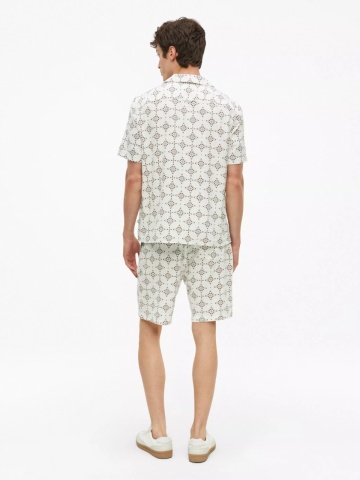 s.Oliver Camasa cu maneca scurta barbati, din bumbac, cu imprimeu, Resort fit, Alb - Img 6