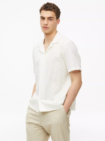 s.Oliver Camasa cu maneca scurta barbati, din bumbac, Resort fit, Alb