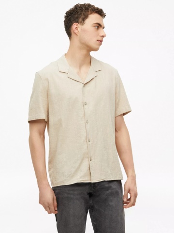 s.Oliver Camasa cu maneca scurta barbati, din bumbac, Resort fit, Bej