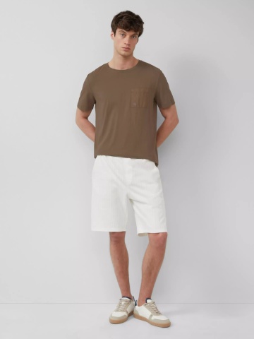 s.Oliver Pantaloni scurti, barbati, Detroit, cu aspect texturat, Relaxed fit, Alb - Img 4