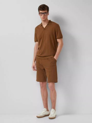 s.Oliver Pantaloni scurti barbati, din jerseu de bumbac, cu talie medie, Relaxed fit, Detroit, Maro - Img 6