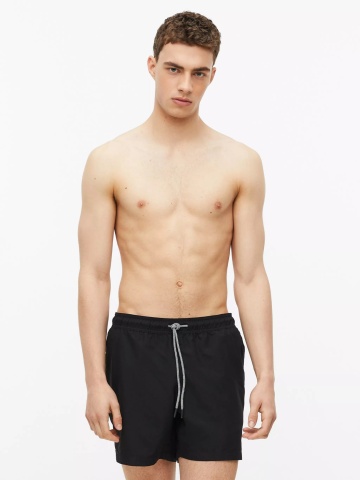 s.Oliver Pantaloni scurti barbati pentru inot cu croiala Regular fit, Negru