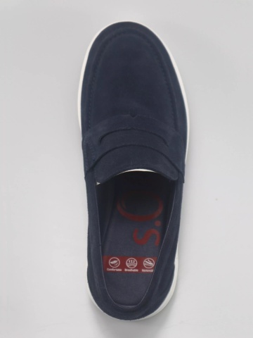 s.Oliver Pantofi casual barbati, fara siret, din piele naturala, intoarsa, Bleumarin inchis - Img 2