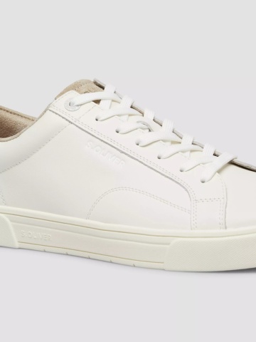 s.Oliver Sneakers barbati, casual din piele naturala, Alb - Img 3