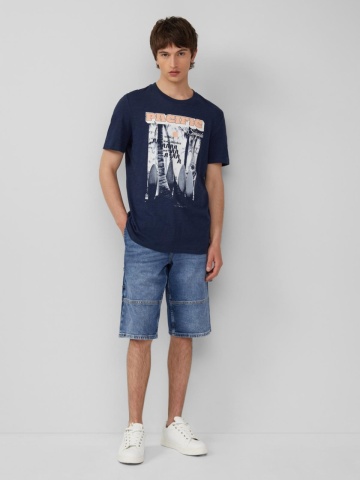 s.Oliver Tricou barbati cu decolteu la baza gatului, Regular Fit din bumbac, Bleumarin - Img 4