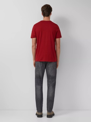 s.Oliver Tricou barbati cu imprimeu frontal, din bumbac, Regular fit, Rosu - Img 2