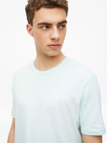 s.Oliver Tricou barbati din bumbac, cu imprimeu, Regular fit, Turcoaz deschis - Img 2