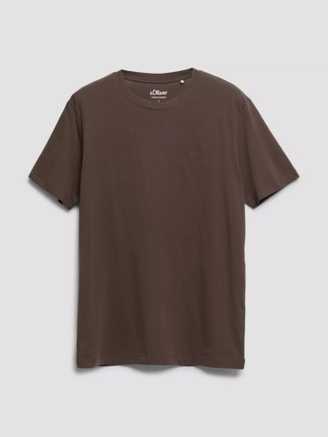 s.Oliver Tricou barbati, din bumbac, la baza gatului, Regular fit, Maro inchis - Img 5