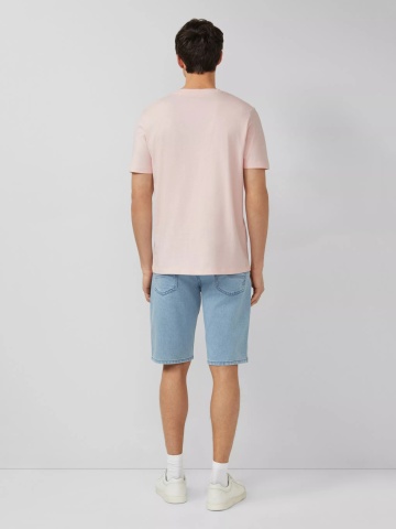 s.Oliver Tricou barbati din bumbac, la baza gatului, Regular fit, Piersica - Img 5
