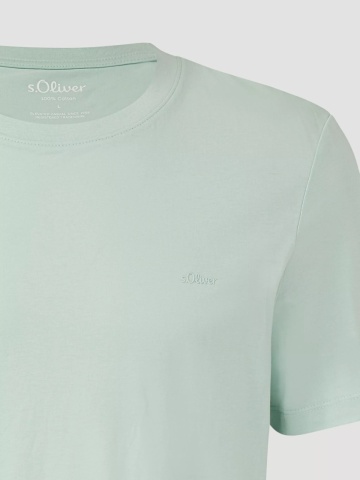s.Oliver Tricou barbati din bumbac, Regular fit, Verde deschis - Img 8