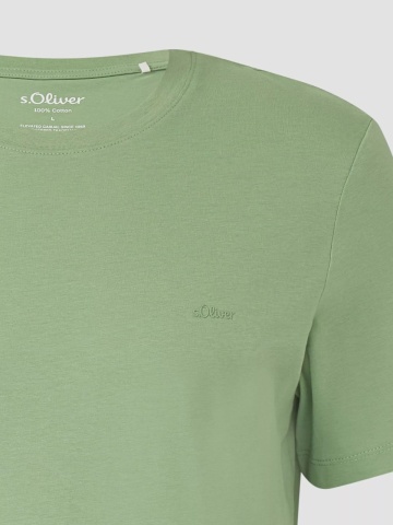 s.Oliver Tricou barbati din bumbac, Regular fit, Verde - Img 7