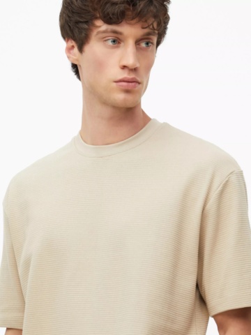 s.Oliver Tricou barbati la baza gatului din bumbac, Regular fit, Bej - Img 3