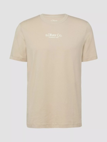 s.Oliver Tricou barbati la baza gatului, din bumbac, Regular fit, Bej - Img 6