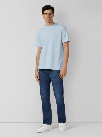 s.Oliver Tricou barbati la baza gatului, din bumbac, Regular fit, Albastru deschis - Img 4