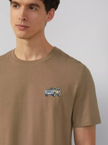 s.Oliver Tricou barbati la baza gatului, Regular fit, cu imprimeu Ford®, Maro - Img 3