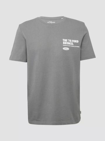 s.Oliver Tricou barbati la baza gatului, Regular fit, cu imprimeu Ford®, Gri inchis - Img 6