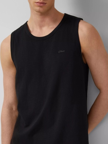 s.Oliver Tricou fara maneca barbati, din jerseu de bumbac, Regular fit, Negru - Img 3