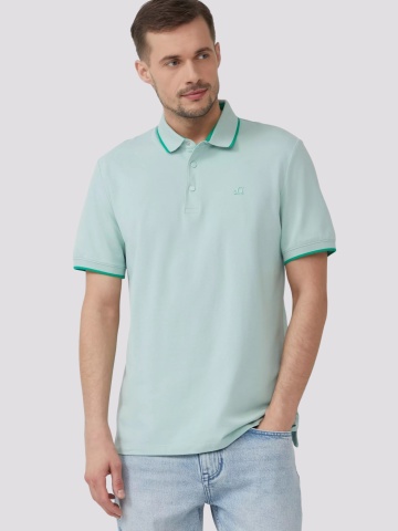 s.Oliver Tricou polo barbati cu detalii contrastante, Verde menta