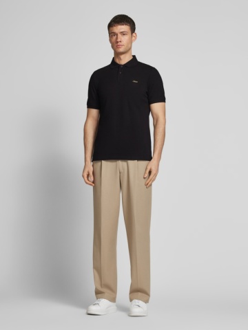 s.Oliver Tricou polo barbati, din 100% bumbac, cu logo, Negru - Img 4