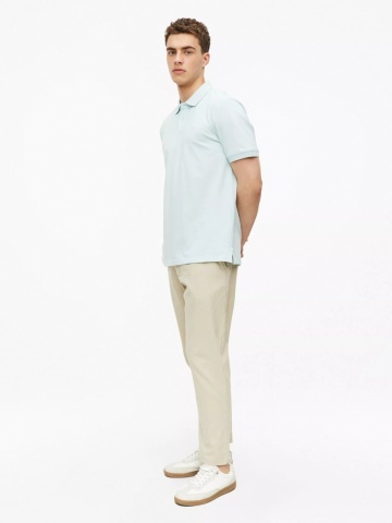 s.Oliver Tricou polo barbati din piqué de bumbac, Regular fit, Albastru deschis - Img 5