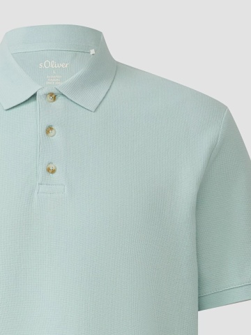 s.Oliver Tricou polo barbati, din piqué waffle, Regular fit, Turcoaz - Img 8