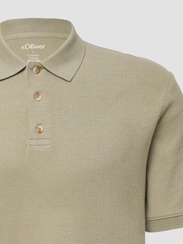 s.Oliver Tricou polo barbati, din piqué waffle, Regular fit, Verde masliniu - Img 8