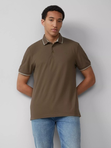 s.Oliver Tricou polo sport barbati din amestec de bumbac piqué, Regular fit, Maro