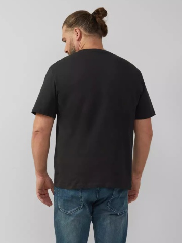 Tricou cu maneca scurta si decolteu la baza gatului, barbati big sizes, Negru - Img 2