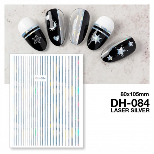Matrita unghii autocolanta DH-084 - linii Laser Silver