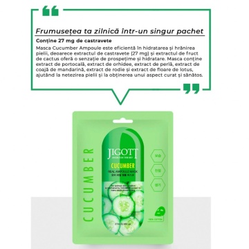 Mască Cucumber Real Ampoule 27ml - Jigott - Img 2