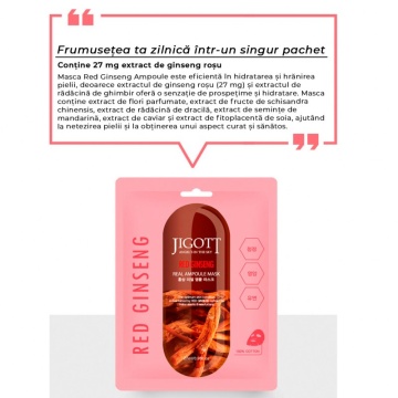 Mască Red Ginseng Real Ampoule 27ml - Jigott - Img 2