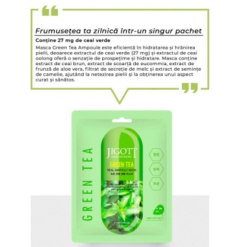 Mască Green Tea Real Ampoule 27ml - Jigott - Img 2