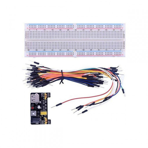 Kit breadboard MB-102 cu sursa si 65 fire