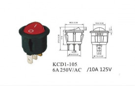 Intrerupator KCD1-105 23mm rosu