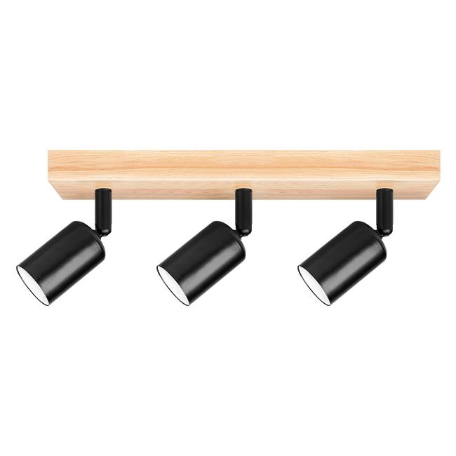 Aplica de perete Eos 3xE27 negru si lemn, Masterled