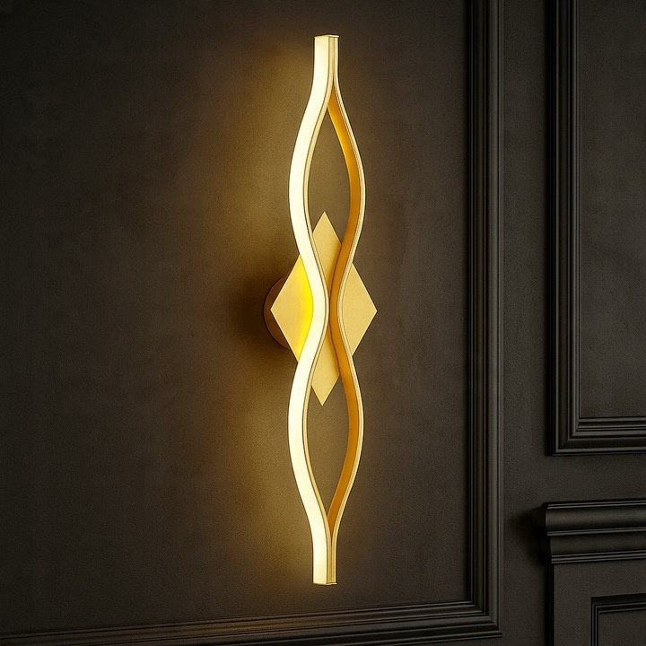 Aplica de perete LED Bramis, design ondulat, 22W, 78cm, lumina neutra (4000 K), aurie, Masterled - imagine 5