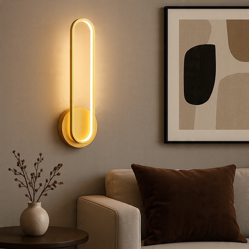 Aplica de perete LED Goldimo, design oval, 18W, 63cm, lumina neutra (4000 K), aurie, Masterled - 3 | YEO