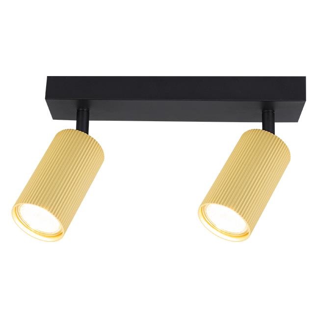 Aplica de perete Lucerno, textura striata, 2xGU10, aurie/neagra, Masterled