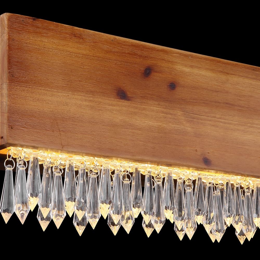 Aplica LED Edeltraud, 12W, 430lm, lumina calda (3000K), IP20, lemn/cristal acril, Globo Lighting - imagine 5