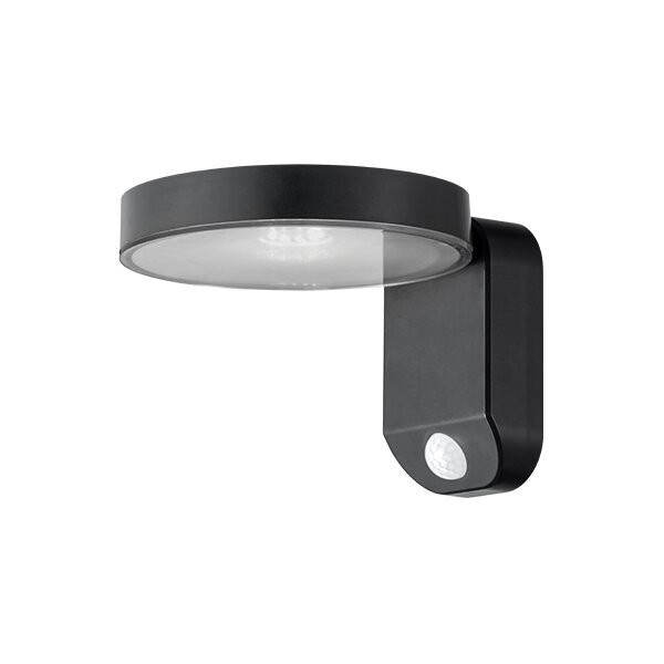 Aplica LED pentru exterior rotunda, neagra, cu senzor, 9W, lumina calda (3000K), 400 lm, IP44, Optonica